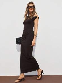 ATUI Studio 女士优雅不对称金属装饰长裙，适合派对聚会和日常通勤穿着