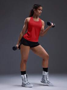 Powerista 女式简约纯色镂空工字背心，夏季 - 紅色 - 查看 7