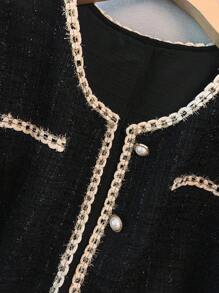 Franclia 大码女式黑色夹克，带有优雅的荷叶边，适合度假、约会和派对