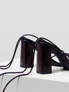 MOTF SQUARE TOE STRAP SEXY HEELED SANDALS - Brown - View 8