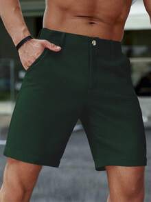 Manfinity Homme Men's Summer Casual Solid Color Waffle Texture Slant Pocket Shorts