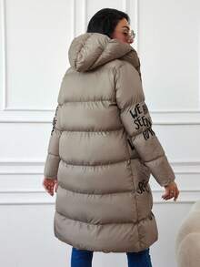 SHEIN Women's Printed Plus Size Winter Coat - Apricot - View 2