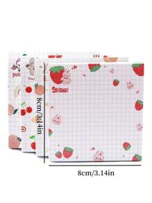 SHEIN 1 libro/80 hojas Bloc de notas con diseño de frutas lindas al azar para estudiantes, oficina, recordatorios del hogar, de vuelta a la escuela - Blanco - Ver 5