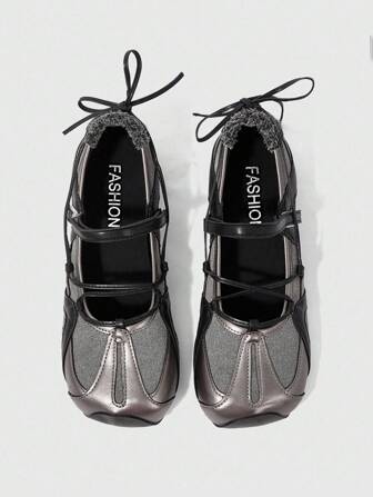 Grunge Punk Women's Black Ballet Flat Shoes With Laces, Soft Sole Slip-On Loafers, Mary Jane Leather Shoes, JK School Uniform Shoes, Platform & Thick-Sole Oxfords
