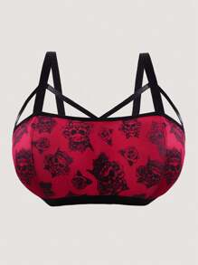 SHEIN Plus Size Comfortable Wireless Bralette, Suitable For Music Festivals And Beer Festivals - Burgundy - View 7