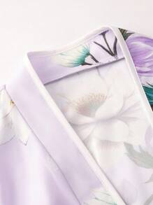 Irokai 1pc Women's Japanese Traditional Printed Kimono Yukata Robe - Purple - View 3