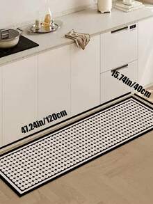 1pc Kitchen Rug Absorbent Anti-Slip Mat, Diatomite Oil-Absorbing Floor Mat, Houndstooth Decor Carpet - Multicolor - View 4