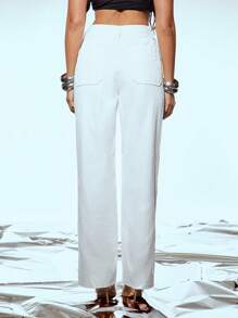 Denimoi 亮片贴片直筒牛仔裤 - 白色 - 查看 5