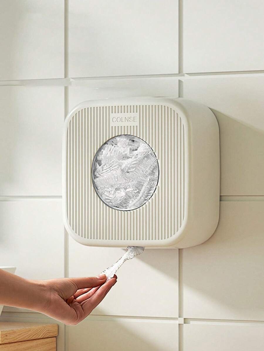 1pc Wall Mounted Plastic Wrap Dispenser Plastic Wrap Storage Box Dispenser Organizer Reusable Kitchen Storage Container Cling Film Holder Aluminum Foil Bag Keeper Drawer Organizer