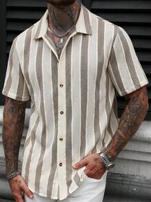 Manfinity CasualCool Men's Casual Striped Polo Collar Shirt