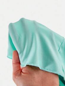 SHEIN Váy thể thao trơn màu thời trang đường phố thường ngày cho bé gái tuổi teen - Màu xanh bạc hà - Xem 6