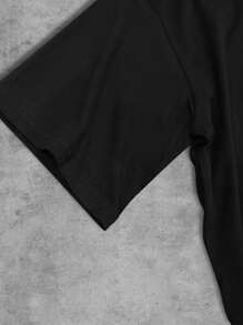 Manfinity Dauomo 男士休闲个性化字母印花短袖 T 恤，宽松圆领艺术图案，2000 年代风格