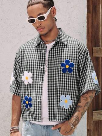 Street Life Chemise décontractée à simple boutonnage et imprimé floral pour homme