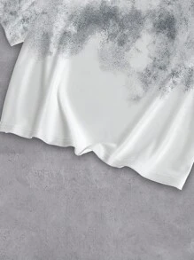 Manfinity Dauomo Áo thun nam cổ tròn tay ngắn in họa tiết nhuộm loang, mùa hè - Nhiều màu - Xem 4