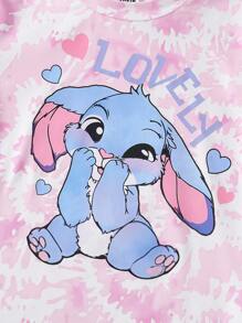 返校少女时尚休闲豹纹樱桃字母图案圆领短袖T恤豹纹打底裤套装个性街头套装夏秋装 - 粉色 - 查看 5