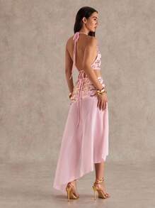 Glamine 女士粉色亮片刺绣花卉交叉露背吊带背心和低腰半身裙，休闲沙滩度假两件套，女士两件套服装，外套，沙滩装，夏季服装，女士套装，独立日服装，适合外出、海滩、返校、音乐节、狂欢节派对、婚礼宾客礼服、婚礼宾客礼服、婚礼宾客正式半身裙、女士生日半身裙、约会之夜女士婚礼宾客礼服 - 彩色 - 查看 2