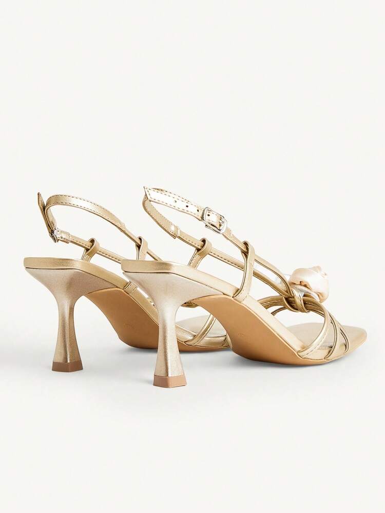 CUCCOO CHICEST Women's Fashionable Gold Elegant Pearl Rose High Heel Sandals