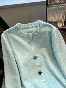 Franclia 女士秋冬新款设计，采用独特的黑白条纹和立体蝴蝶结，独特百搭，散发着温柔的法式休闲优雅气息，通勤长袖毛衣，秋季女装之选。 - 藍色 - 查看 3