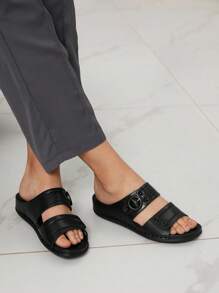 Sleekvia Cuccoo Women's Adjustable Buckle Design Casual Slide Sandals For Daily Wear - Black - View 4
