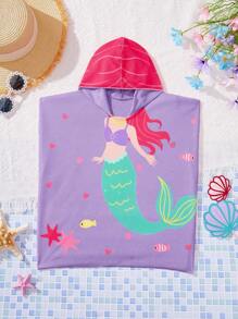 SHEIN Leap Crew Baby Girl Mermaid Hooded One-Piece Swimsuit, Minimalist & Fashionable For Summer - Multicolor - View 6