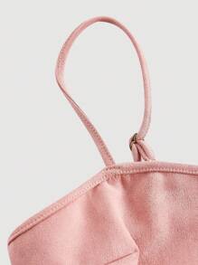 SHEIN MOD Women's Pink Suede Fringe 2 Pieces Set, Music Festival Outfit, Western Outfit - Pink - View 4