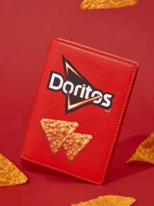 Doritos X SHEIN 1 件 PU 皮革玉米片印花护照夹，可放置护照、登机牌，包含 2 个卡槽，适合男士、女士、青少年、旅行 - 紅色 - 查看 3