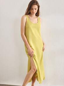 Ocili Leisure Solid Color Comfortable Soft Maxi Nightgown For Women - Green - View 5