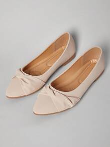 SHUZIA Women's Casual PU Charming Daily Wear Pointed Toe Ballet Flats - Apricot - View 6