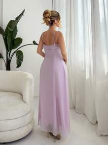 Elenzga Women's Elegant Charming Romantic Sleeveless Floral Print Bodycon Maxi Dress, Perfect For Dates, Parties, Beach Photos, Summer High-End Dress - Mauve Purple - View 2