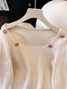 Franclia Damski uniwersalny, minimalistyczny, wszechstronny, elegancki sweter z dzianiny na jesień i zimę - Morela - Zobacz 5