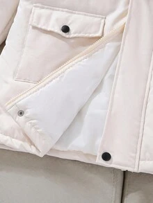 Tween Boy Solid Color Long Sleeve Zip Front Faux Fur Hooded Winter Jacket - Multicolor - View 6