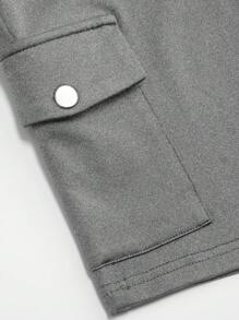 SHEIN LUNE Plus Size High Waist Fold-Over Cargo Running Shorts With Pockets, Tummy Control & Butt Lifting - Grey - View 6