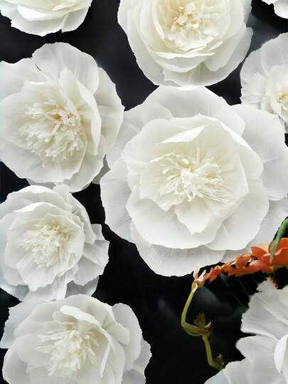 3PCS White Tissue Paper Flowers Decoration Paper Artificial Flower Supplies For Party Decoration Wedding Decoration Background Wall Room Decoration Bridal Shower Back To School Valentine Day