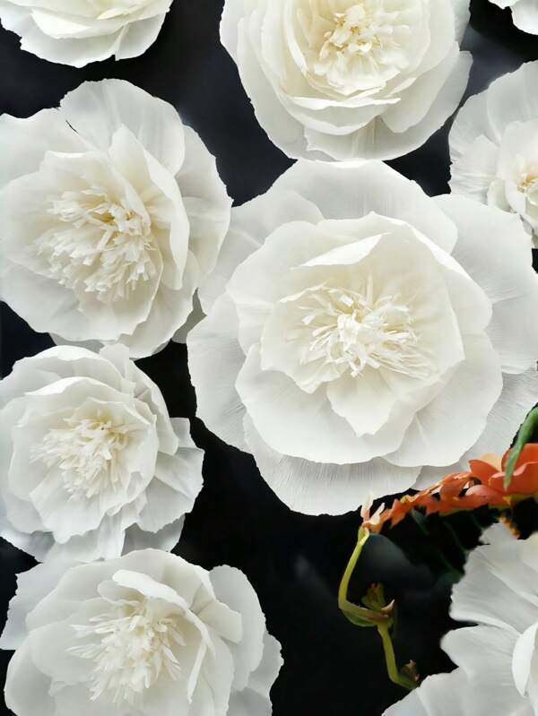 3PCS White Tissue Paper Flowers Decoration Paper Artificial Flower Supplies For Party Decoration Wedding Decoration Background Wall Room Decoration Bridal Shower Back To School Valentine Day