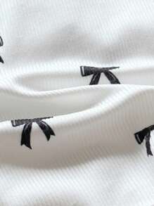 Emery Rose Kids Emery Rose Kids 3件套少女纯色蝴蝶结装饰波浪下摆立领T恤套装 - 彩色 - 查看 6