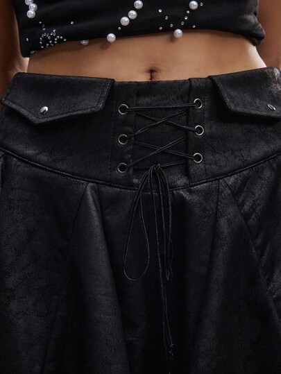 EDITION Jupe asymétrique  avec sangle à rivets style punk romantique pour femmes