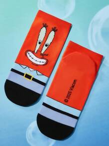 SpongeBob SquarePants | SHEIN 5 双柔软透气吸湿排汗休闲女士踝袜，带有 & & Squidward & Krusty Krab 时尚可爱的彩色短袜，加固脚趾和脚跟，经久耐用，男女通用，四季百搭，夏季冬季 - 彩色 - 查看 13