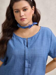 Zelara 夏季大碼V領短袖襯衫