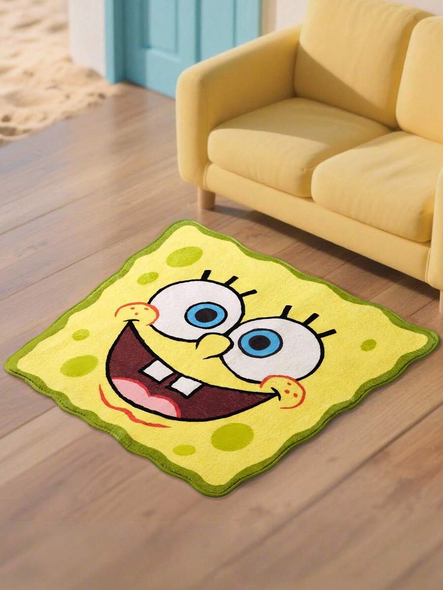 SpongeBob SquarePants | SHEIN 1 件卡通图案装饰地毯，多种尺寸可选，防滑背衬，适用于家居装饰、玄关、浴室等 - 黃色 - 查看 1