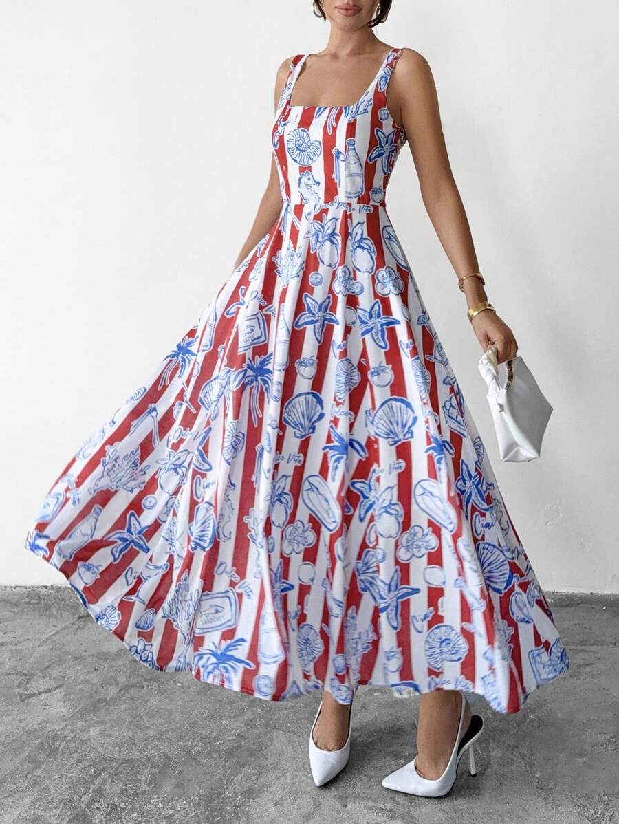 EURMUSE Women Multicolor Printed And Zipper Detailed Maxi Dresses - Multicolor - View 1