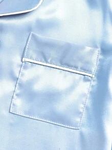 Conjunto de pijama casual cómodo de 2 piezas con pantalón y manga corta en color lila y champán para bebé niña, primavera/verano - Celeste - Ver 4
