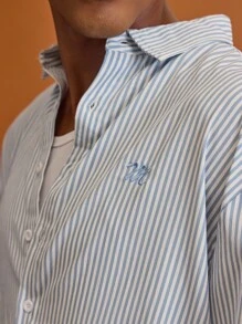 Musero Pinstripe Button Through Long Sleeve Shirt Summer Spring Vacation Holiday - Multicolor - View 6