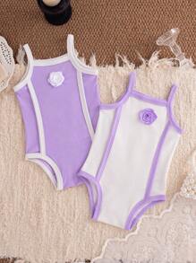 2件套女婴时尚优雅黑白吊带连体衣套装