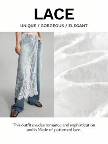 Ontre 2025新款蕾丝绑带裙，白色，适合春夏季，休闲，时尚，商务休闲，通勤，机场 - 白色 - 查看 2