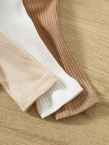 3pcs/Set Newborn Baby Boy Minimalist Comfortable Long Sleeve Round Neck Zipper Front Soft Knit Jumpsuit Fall Winter - Multicolor - View 9