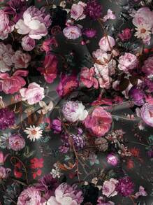 Soleia 女士休闲复古花卉图案短款短款迷你连衣裙，适合夏季度假 - 黑色 - 查看 3