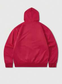 ROMWE MEN Anime Unisex Hooded Sweatshirt With American Street Dark Graphic Print - Red - View 2