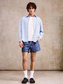 Manfinity VDAYZ Men's Tie-Dye Print Double Layer Drawstring Waist Beach Shorts