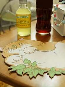 SHEIN 1 Stück Tischunterlage Schlafende Katze Maus Pad, Gaming Cartoon Mauspad, Katze Tastatur Maus Matte, Büro Mauspad, geeignet für Computer und Laptops, rutschfeste Tischunterlage, tolles Geschenk für den Feiertag, orange Katze