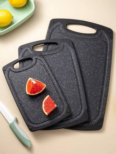 SHEIN 1/3 件套厨房切菜板防滑可用洗碗机清洗彩色塑料砧板厚切肉水果蔬菜准备健康厨房必备重型